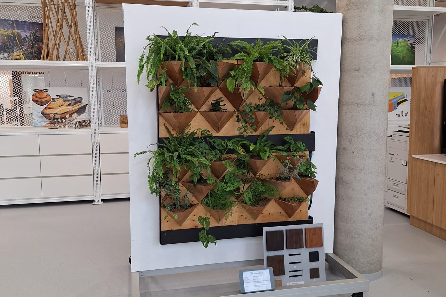 Beeld van proefopstelling gemaakt van onderzoek groene gevel binnen